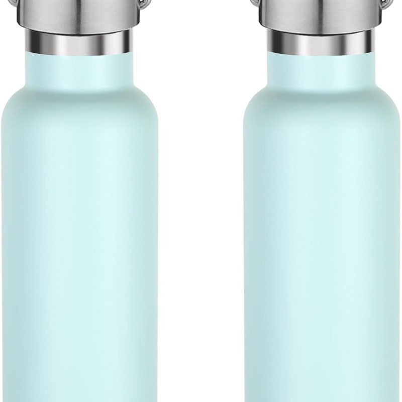 17oz Stainless Steel Water Bottle,Leak-Proof Sweat-Proof Travel Bottle,Double Wall Vacuum,Portable Insulated Cup,Reuseble Metal Bottle for School Sports Hikers Kids,Fog(2Packs)