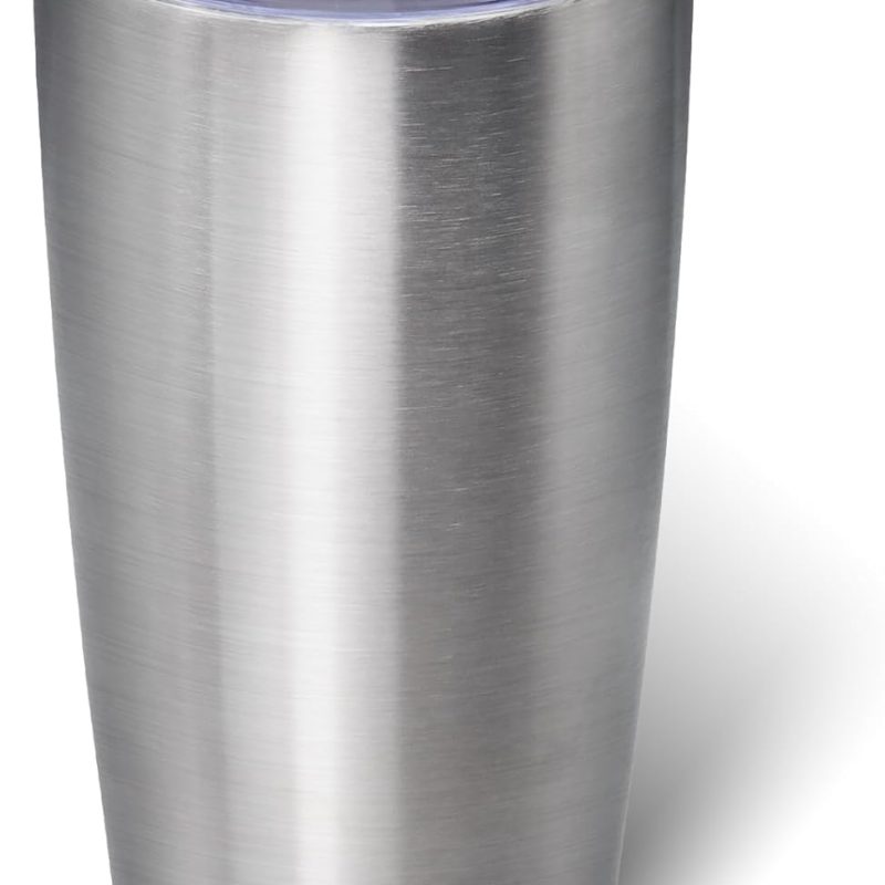 20oz Tumbler Bulk Stainless Steel Tumblers with Lid Vacuum Insulated Double Wall Travel Coffee Mug Powder Coated Tumbler Cup for Hot and Cold Drinks(Stainless Steel, 1 pack)