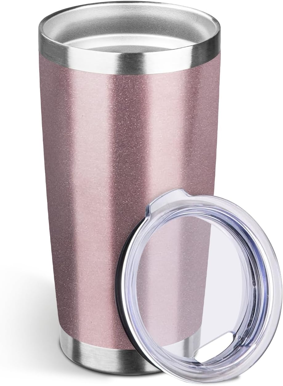 20oz Tumbler Bulk with Lid, Stainless Steel Insulated Tumblers Double Wall Vacuum Insulated Travel Mug, Powder Coated Coffee Cups for Hot and Cold Drinks(Rose Gold,1)