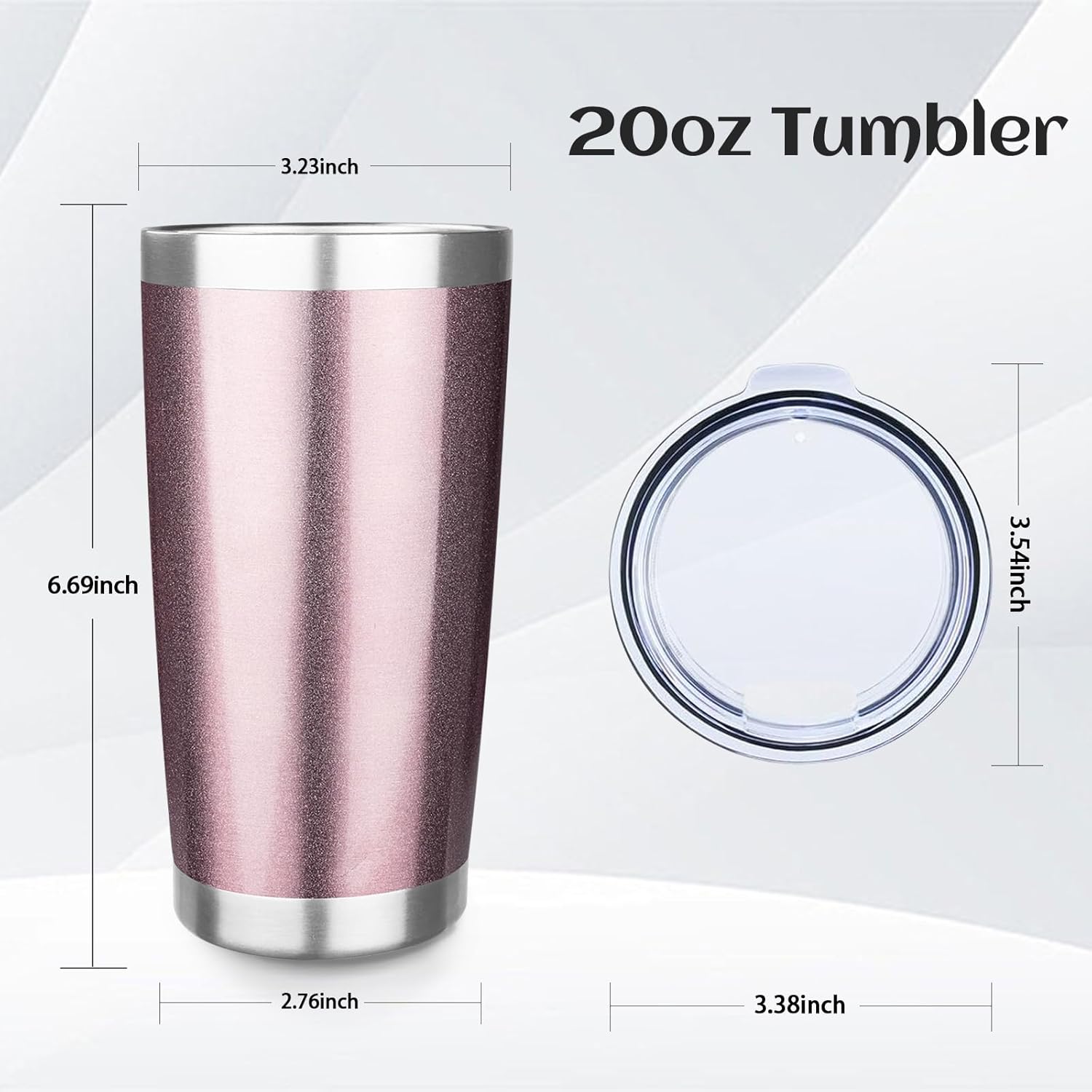 20oz Tumbler Bulk with Lid, Stainless Steel Insulated Tumblers Double Wall Vacuum Insulated Travel Mug, Powder Coated Coffee Cups for Hot and Cold Drinks(Rose Gold,1) - Image 2